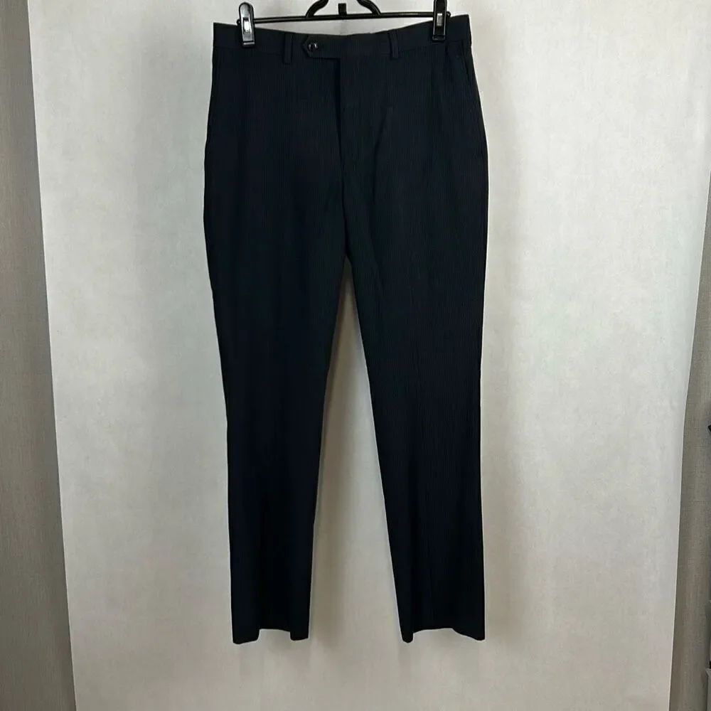 Roundtree & Yorke TravelSmart Mens Pants Slacks Sz 32x32 Charcoal Black Check
